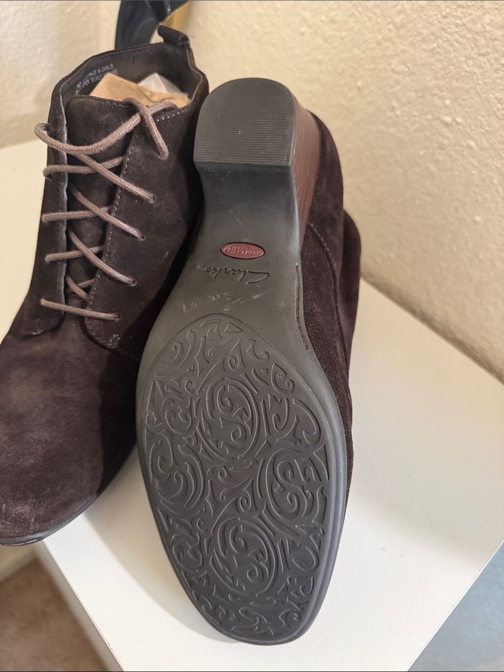 Clark’s   Suede Lace-Up Ankle Boots in Dark Brown - Picture 7 of 11